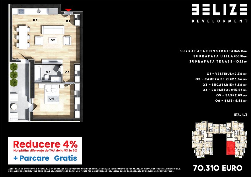 Cernica , apartament 2 camere, bloc finalizat, parcare gratis